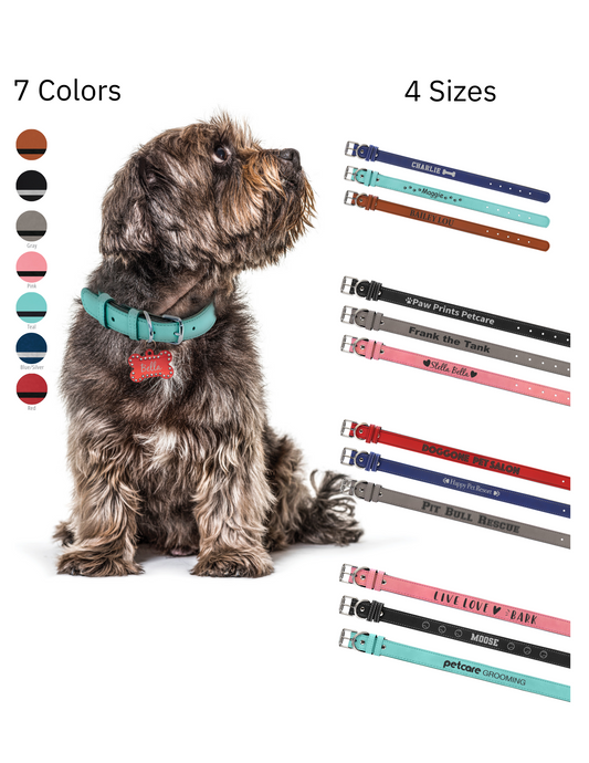 Customizable Vegan Leather Dog Collars – a perfect blend of comfort, durability, and personalization for your beloved furry friends.
