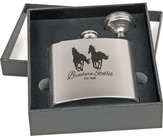 Customizable 6 oz Stainless Steel Flask Gift Set with Box