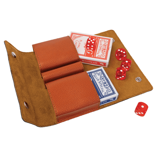 Card and Dice Set with Personalized Vegan Leather Pouch