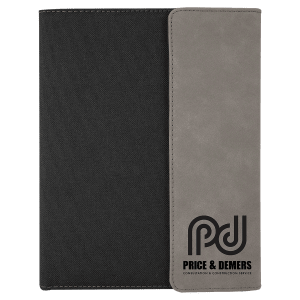 Personalized  7 x 9" Vegan Leather/Canvas Portfolio with Notepad