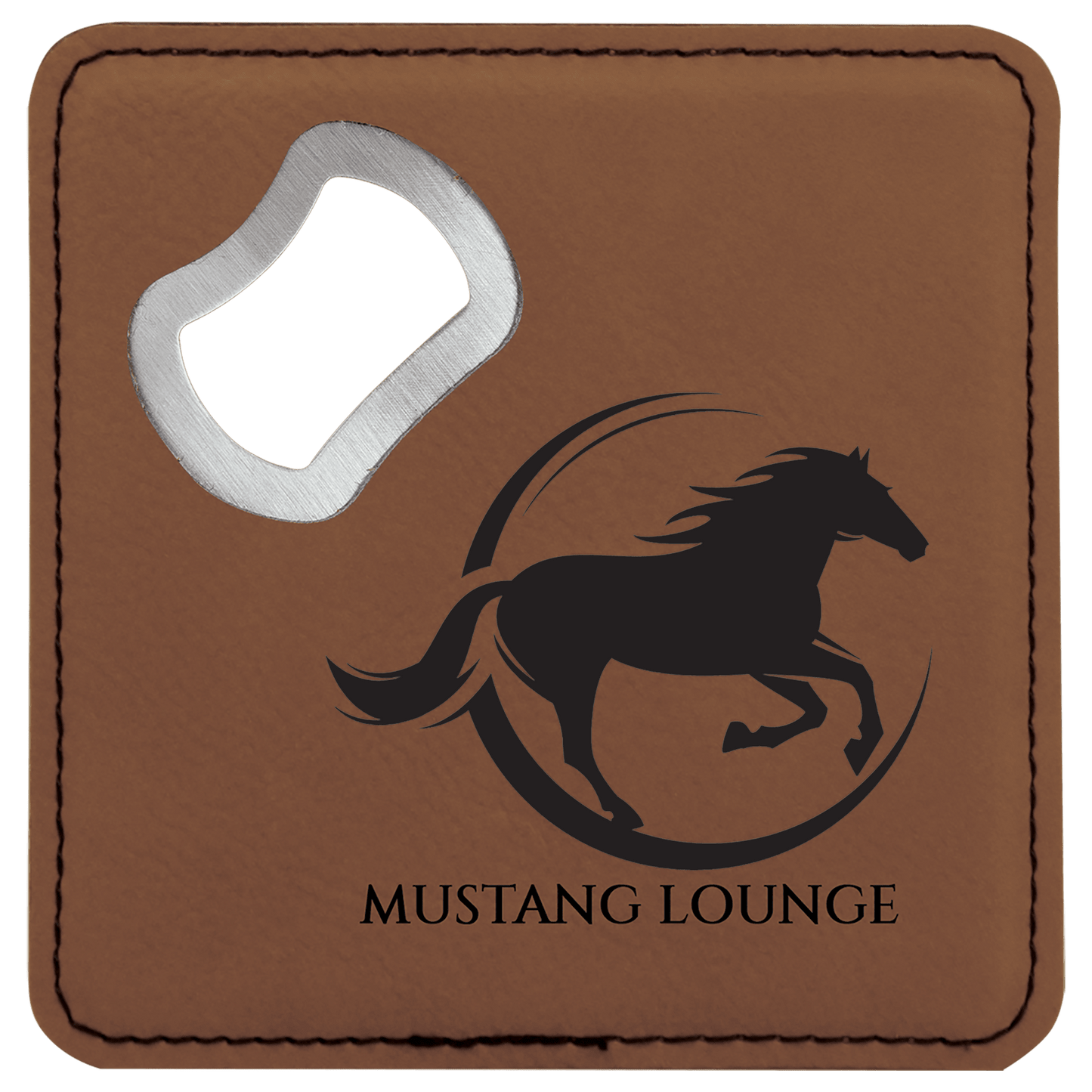Customizable  Vegan Leather 4 inch Square Coaster with Bottle Opener