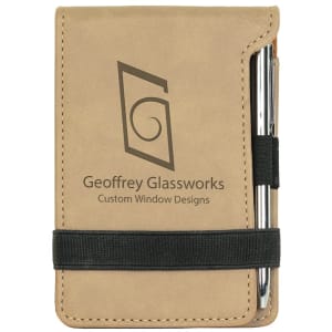 Personalized Vegan Leather Mini Notepad with Pen