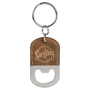 Personalized Vegan Leather Bottle Opener Keychain