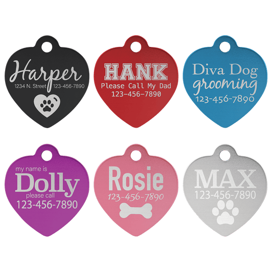 Anodized Aluminum Heart Pet Tag - The Perfect Blend of Style and Safety!