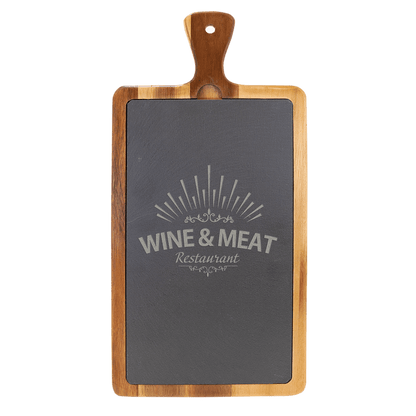 Personalized Acacia Wood Cutting Board with Removable Slate Insert – A Culinary Canvas for Every Kitchen