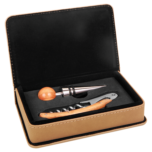 "Unveiling Elegance: Vegan Leather 2-Piece Wine Tool Set - Elevate Your Wine Experience with Luxury and Practicality"