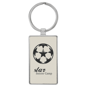 Personalized Vegan Leather Keychain with Metal Frame