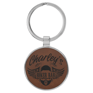 Personalized Vegan Leather Keychain with Metal Frame