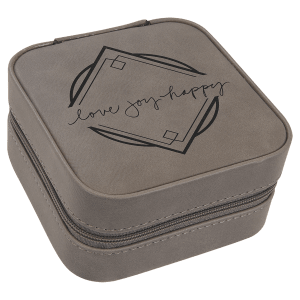 Personalized 4" x 4" Vegan Leather Travel Jewelry Box (Tan Lining)